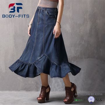 অসমমিতিক ডেনিম মিডি স্কার্ট